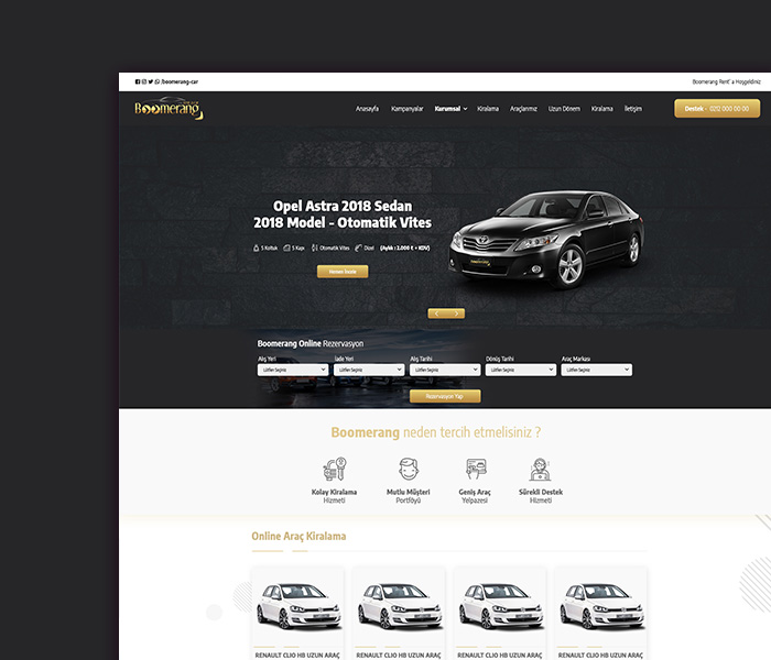 boomerang rent a car ( ux / ui web tasarım projesi )